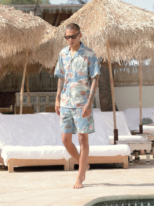 BRIXTON EVERYDAY STRETCH HYBRID SHORT 7" BLUE SKY RAINIER 