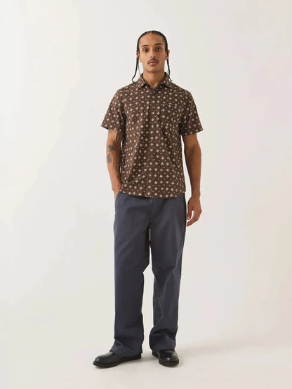 BRIXTON CHARTER PRINT SHORT SLEEVE SHIRT WALNUT BROWN 