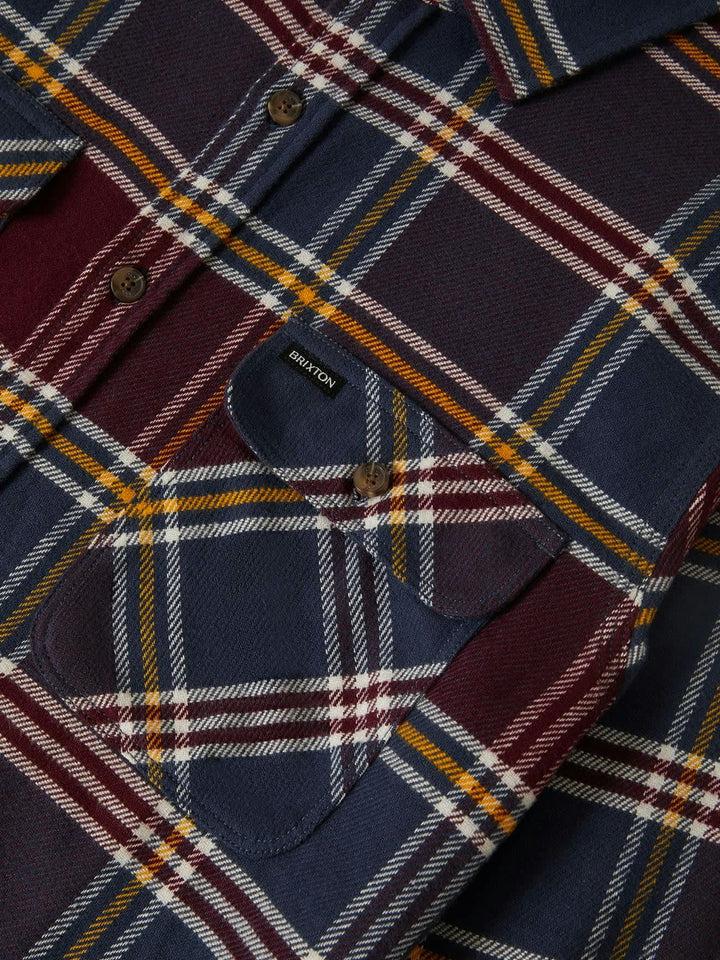 BRIXTON BOWERY FLANNEL MOOD INDIGO/PORT/SAFFRON 