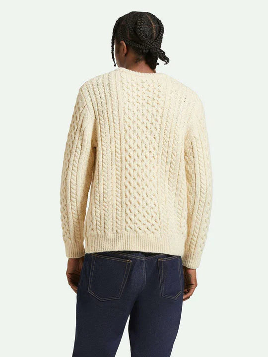 BRIXTON CLASSIC FISHERMAN SWEATER OATMEAL 