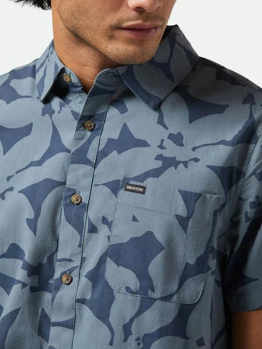 BRIXTON CHARTER PRINT SHORT SLEEVE SHIRT WASHED NAVY/AZURE BLUE FLORAL 