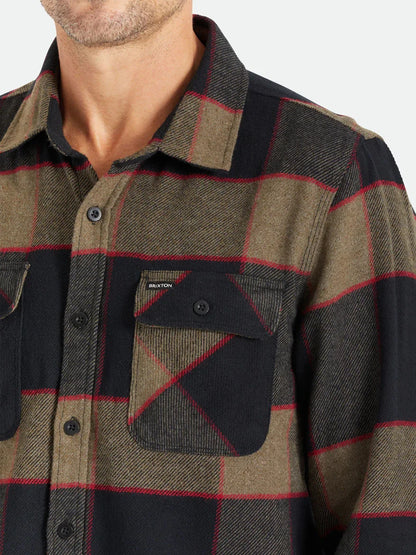 BRIXTON BOWERY FLANNEL HEATHER GREY/CHARCOAL 