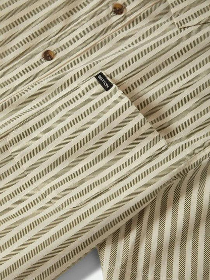 BRIXTON CHARTER PRINT SHORT SLEEVE SHIRT WHITECAP/IVY GRN STRIPE
