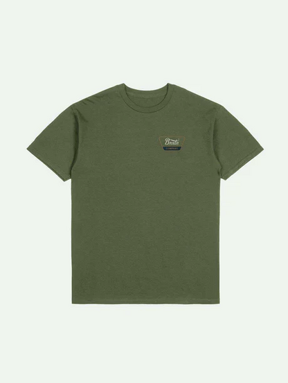 BRIXTON LINWOOD S/S ST T-SHIRT IVY GREEN TOBACCO BROWN/IVORY