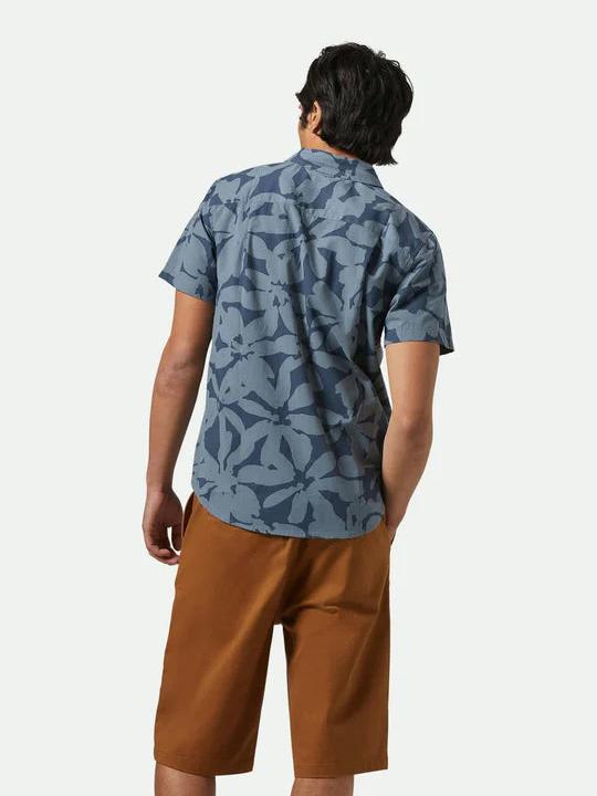 BRIXTON CHARTER PRINT SHORT SLEEVE SHIRT WASHED NAVY/AZURE BLUE FLORAL 