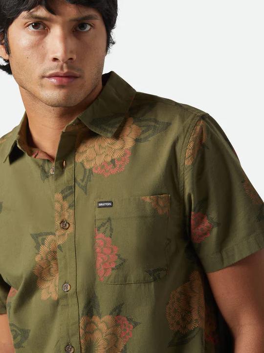 BRIXTON CHARTER PRINT S/S WOVEN IVY GREEN/PAINT FLORAL