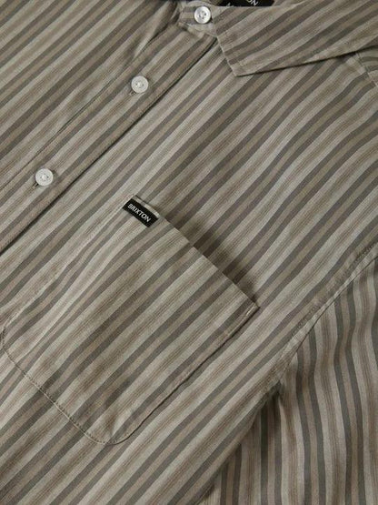BRIXTON CHARTER STRIPE S/S SHIRT CHARCOAL GREY