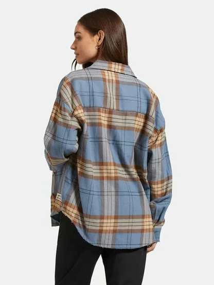 BRIXTON BOWERY CLASSIC FLANNEL FLINT BLUE/ PINCONE BROWN