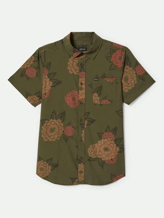 BRIXTON CHARTER PRINT S/S WOVEN IVY GREEN/PAINT FLORAL