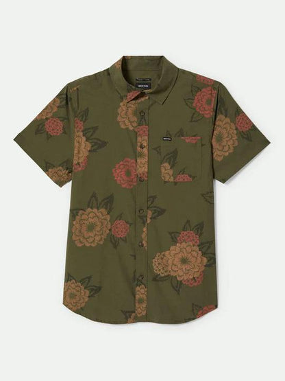 BRIXTON CHARTER PRINT S/S WOVEN IVY GREEN/PAINT FLORAL