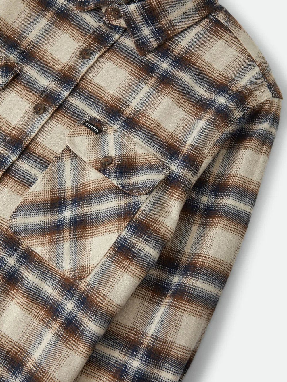 BRIXTON BOWERY FLANNEL SOFT BROWN PLAID 