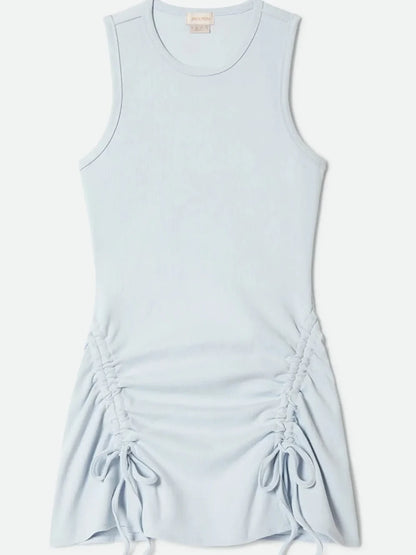 BRIXTON RIBBED CINCH MINI DRESS BLUE AURA 