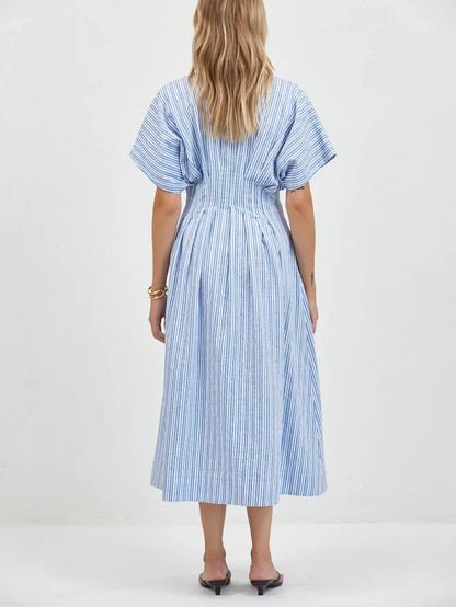 A.REN ASTER STRIPED SHIRTDRESS BLUE