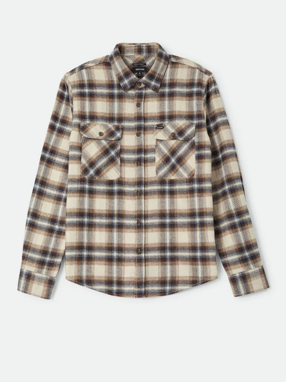 BRIXTON BOWERY FLANNEL SOFT BROWN PLAID 