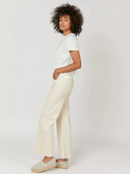 OLIVER LOGAN ABERDEEN WIDE LEG CROP JEAN ECRU 