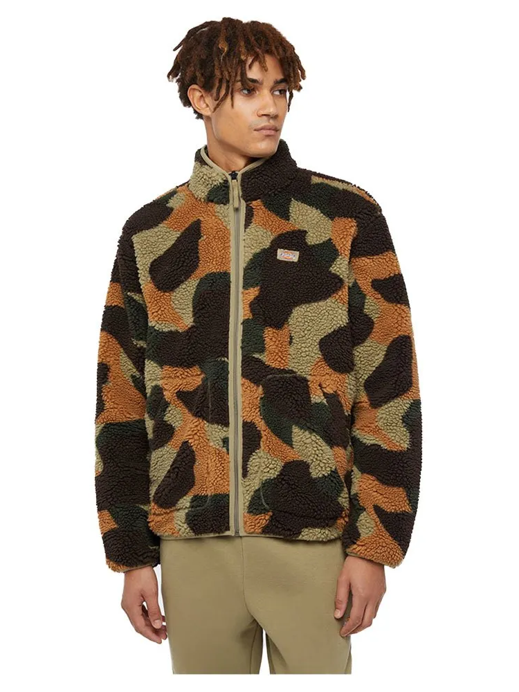 DICKIES MOUNT HOPE CAMO SHERPA FLEECE JACKET IMPERIAL GREEN