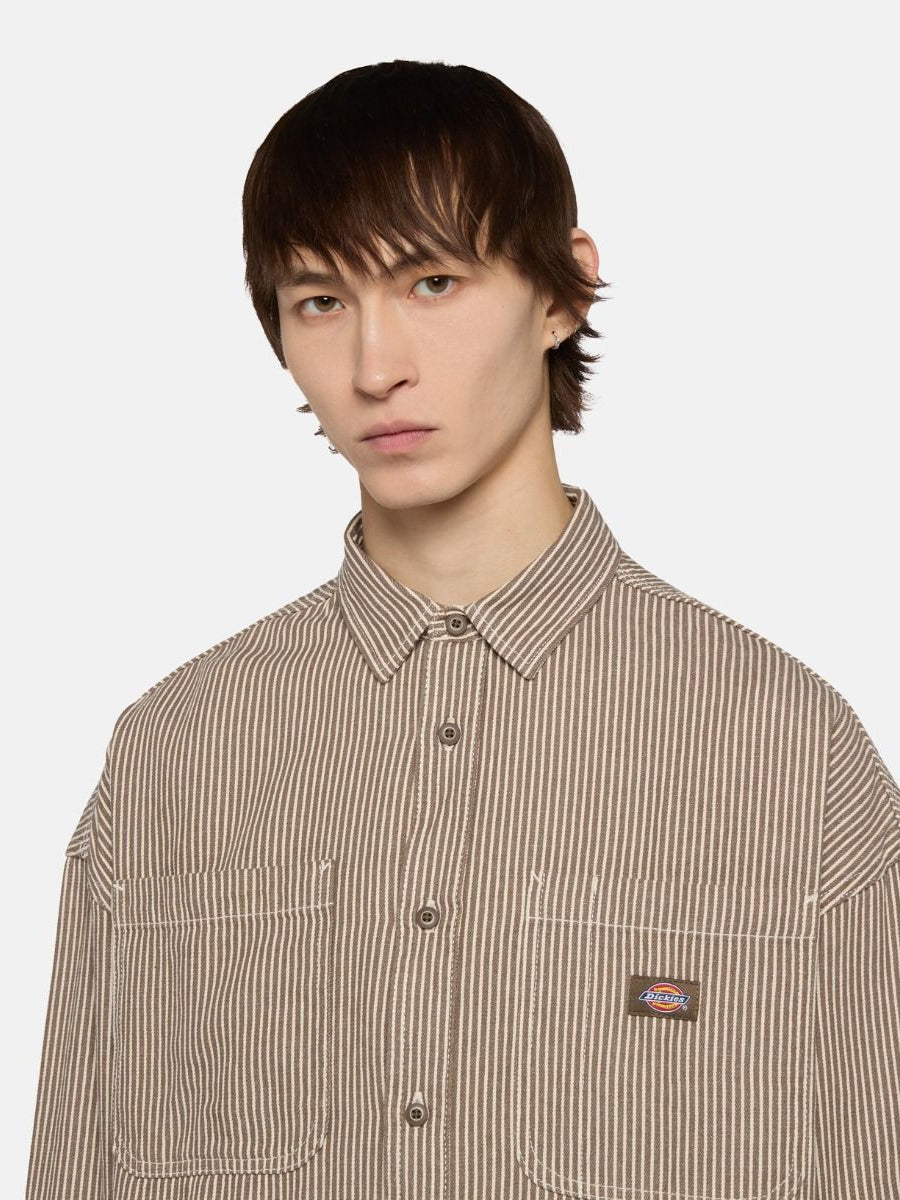 DICKIES HICKORY L/S SHIRT MUSHROOM