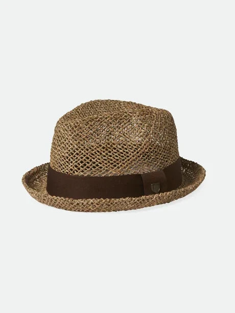 Brixton Castor Straw Fedora Tan Brown Seagrass