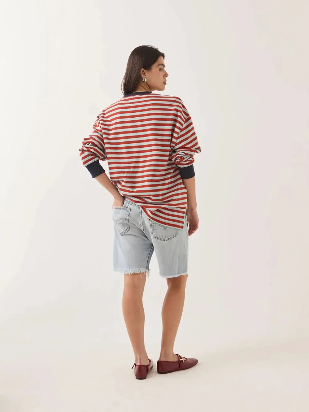 BRIXTON RETRO LONG SLEEVE CREW SEAGRASS/RUST 