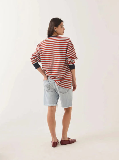BRIXTON RETRO LONG SLEEVE CREW SEAGRASS/RUST 