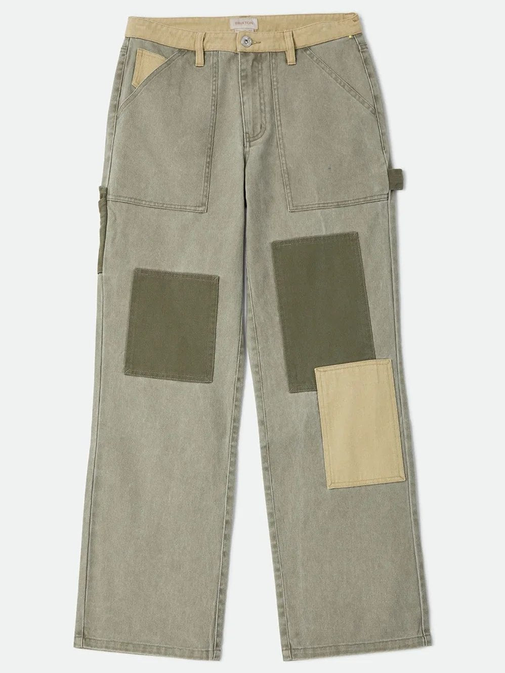 BRIXTON ESSEX PATCHWORK PAINTER PANT VINTAGE OLIVE 