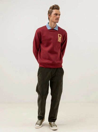 RHYTHM EMBROIDERED FLEECE CREW MULBERRY STYLED