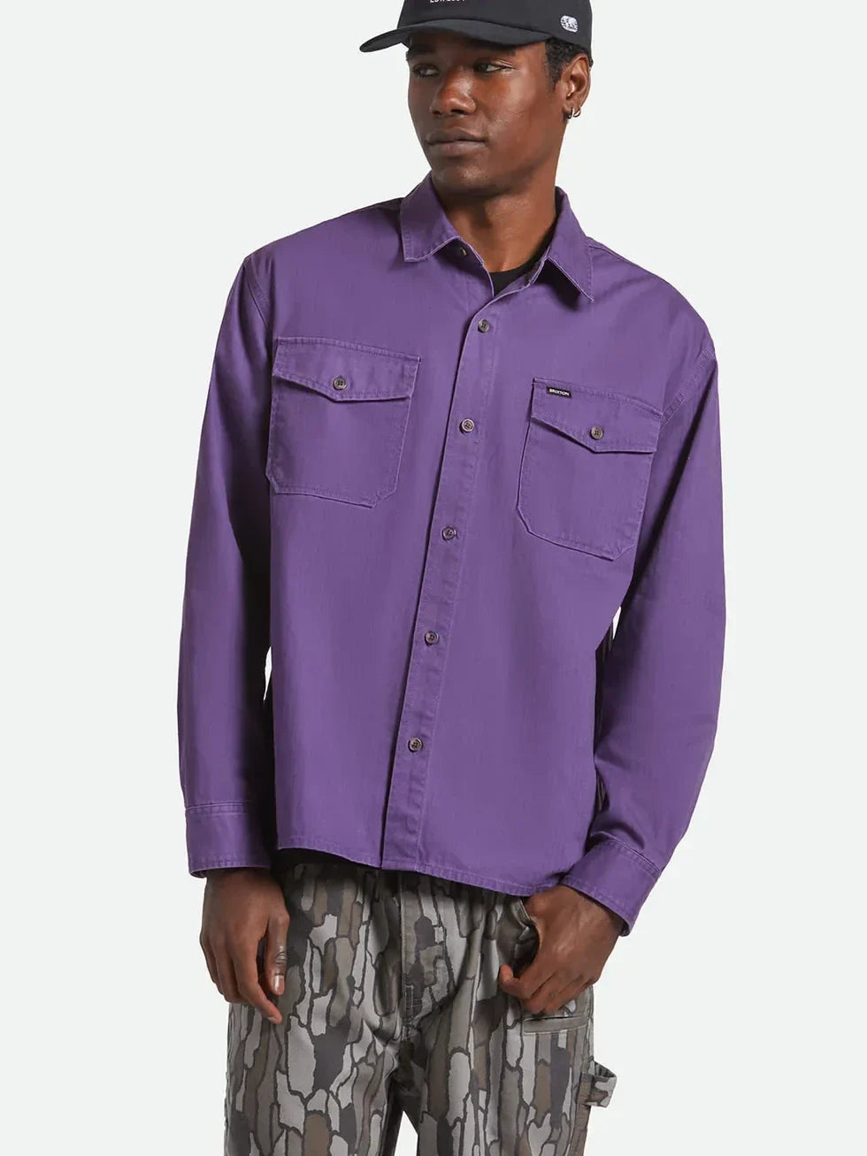 BRIXTON HERRINGBONE RELAXED OVERSHIRT PUNK PURPLE