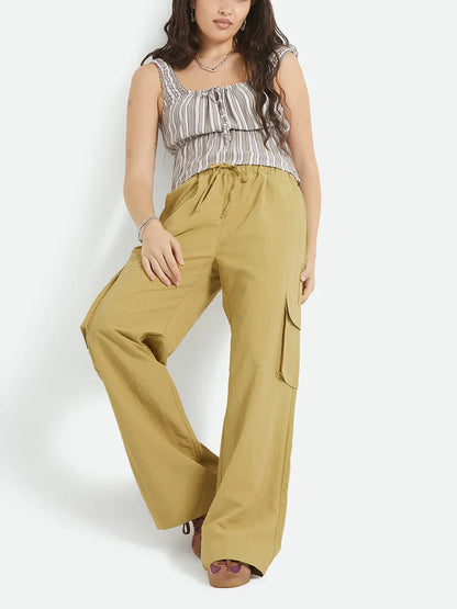 BRIXTON THE JETT LIGHTWEIGHT CARGO WIDE LEG PANT OLIVE STONE 