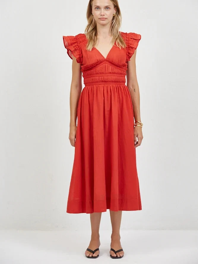 A.REN ROBINE MIDI DRESS RED 