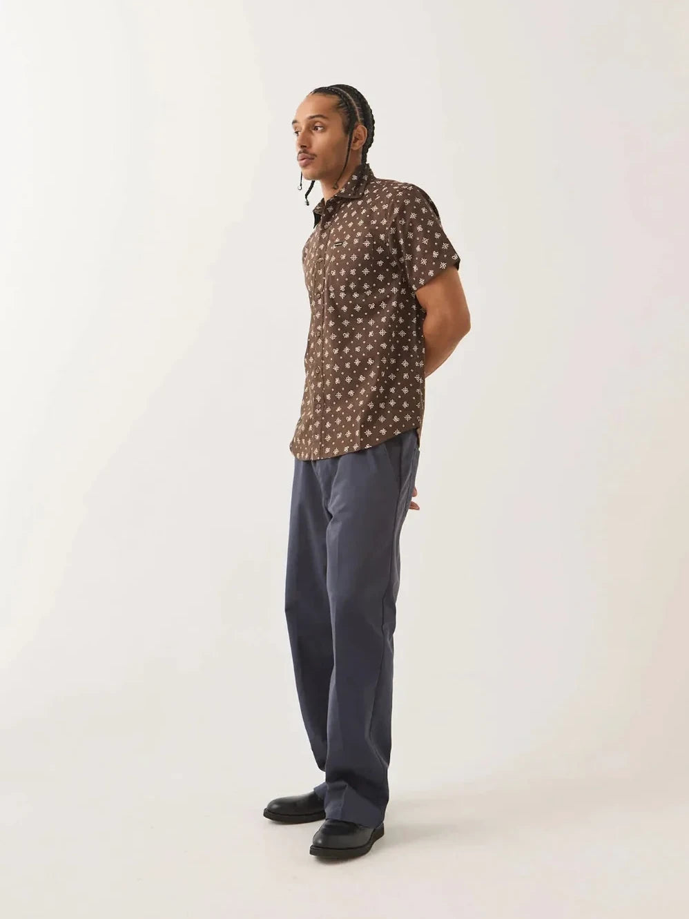 BRIXTON CHARTER PRINT SHORT SLEEVE SHIRT WALNUT BROWN 