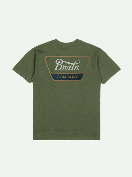 BRIXTON LINWOOD S/S ST T-SHIRT IVY GREEN TOBACCO BROWN/IVORY