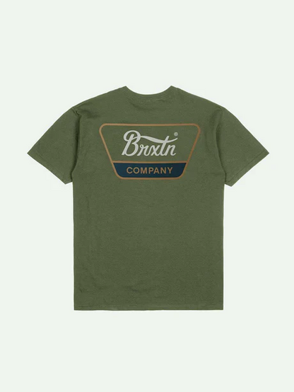 BRIXTON LINWOOD S/S ST T-SHIRT IVY GREEN TOBACCO BROWN/IVORY