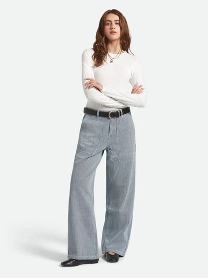 BRIXTON JANE UTILITY WIDE LEG PANT OFF WHITE/INDIGO 