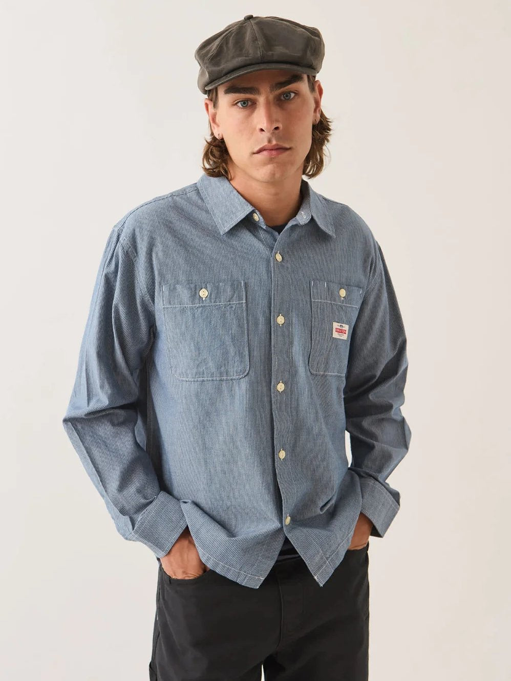 BRIXTON TRADEMARK SHIRT BLUE CHAMBRAY 