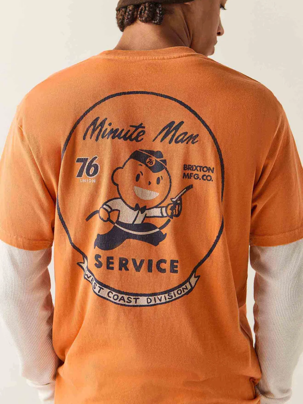 BRIXTON 76 MINUTE MAN STANDARD T-SHIRT WASHED ORANGE