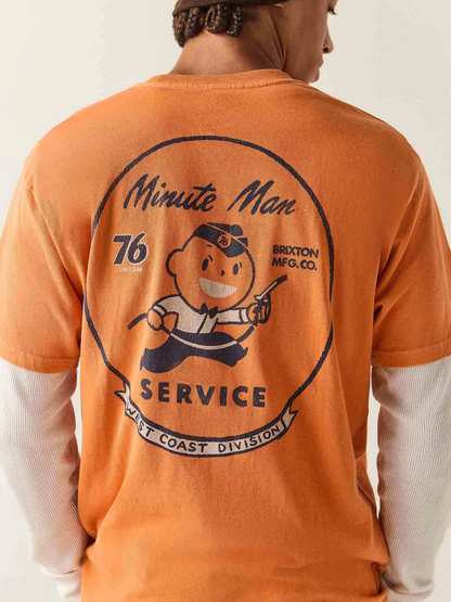 BRIXTON 76 MINUTE MAN STANDARD T-SHIRT WASHED ORANGE