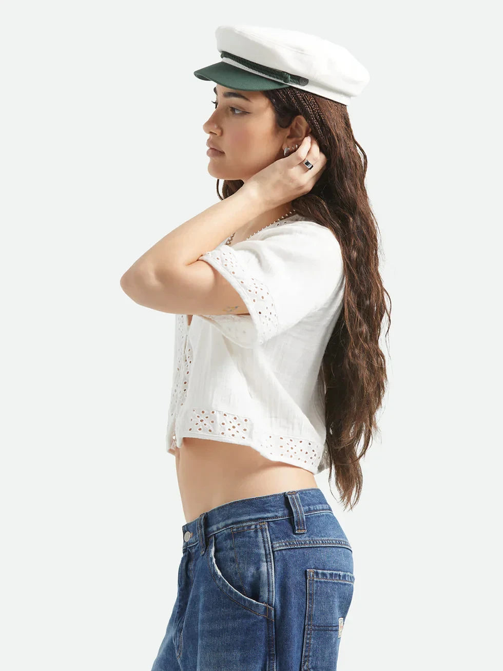 BRIXTON SEASIDE EYELET TOP OFF WHITE