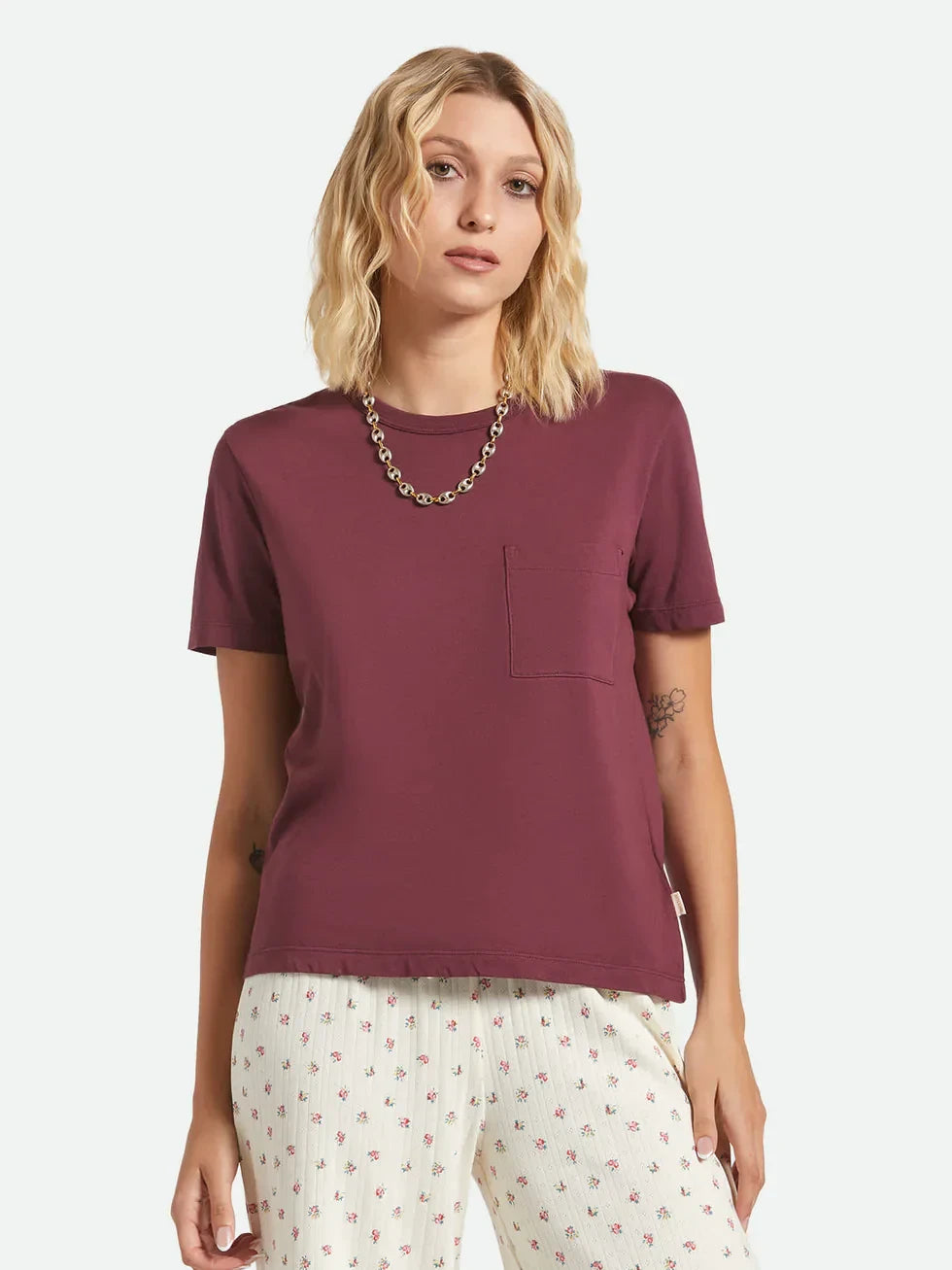 BRIXTON CAREFREE ORGANIC GARMENT DYE PERFECT T-SHIRT PORT