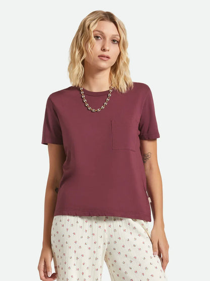 BRIXTON CAREFREE ORGANIC GARMENT DYE PERFECT T-SHIRT PORT