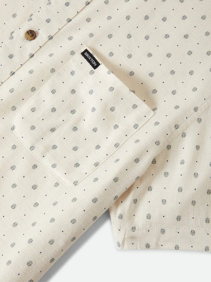 BRIXTON CHARTER SLUB SHORT SLEEVE SHIRT OFF WHITE MICRO GEO