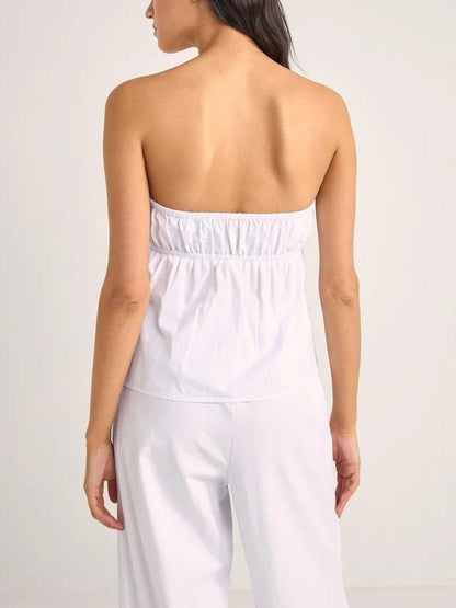 RHYTHM POSIE GATHERED TOP WHITE
