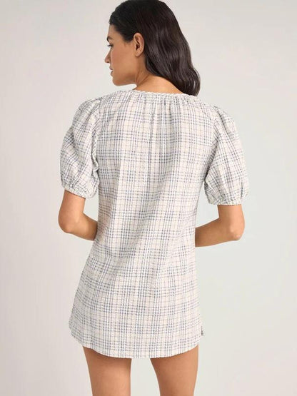 RHYTHM DESI PLAID MINI DRESS BLUE