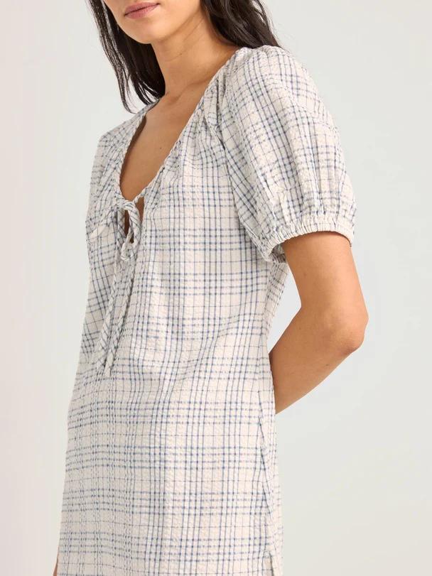 RHYTHM DESI PLAID MINI DRESS BLUE