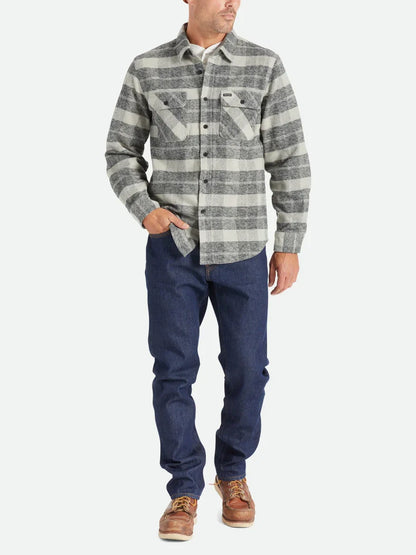BRIXTON BOWERY HEAVY WEIGHT FLANNEL BLACK/CHCARCOAL 