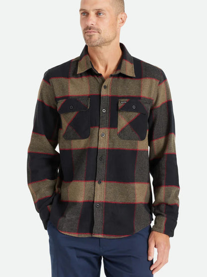 BRIXTON BOWERY FLANNEL HEATHER GREY/CHARCOAL 