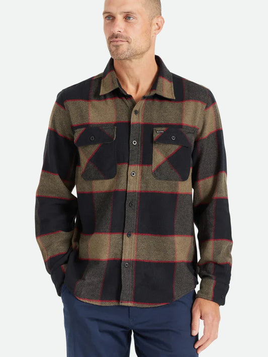 BRIXTON BOWERY FLANNEL HEATHER GREY/CHARCOAL 