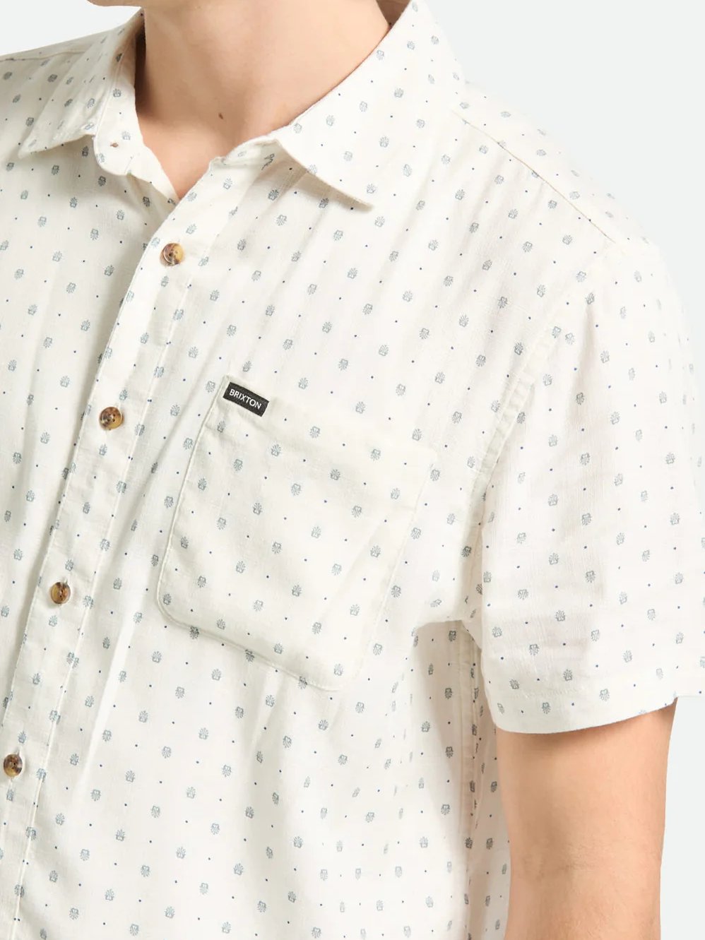 BRIXTON CHARTER SLUB SHORT SLEEVE SHIRT OFF WHITE MICRO GEO