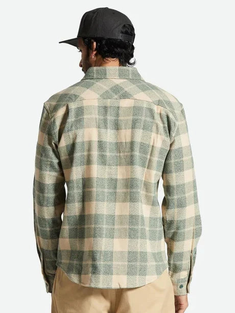 BRIXTON BOWERY STRETCH WR FLANNEL TREKKING GREEN/OATMILK