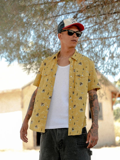 BRIXTON LONE STAR X BRIXTON SHORT SLEEVE SHIRT TEXAS GOLD 