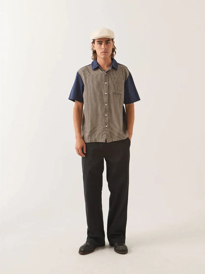 BRIXTON CRU SHORT SLEEVE SHIRT NAVY 